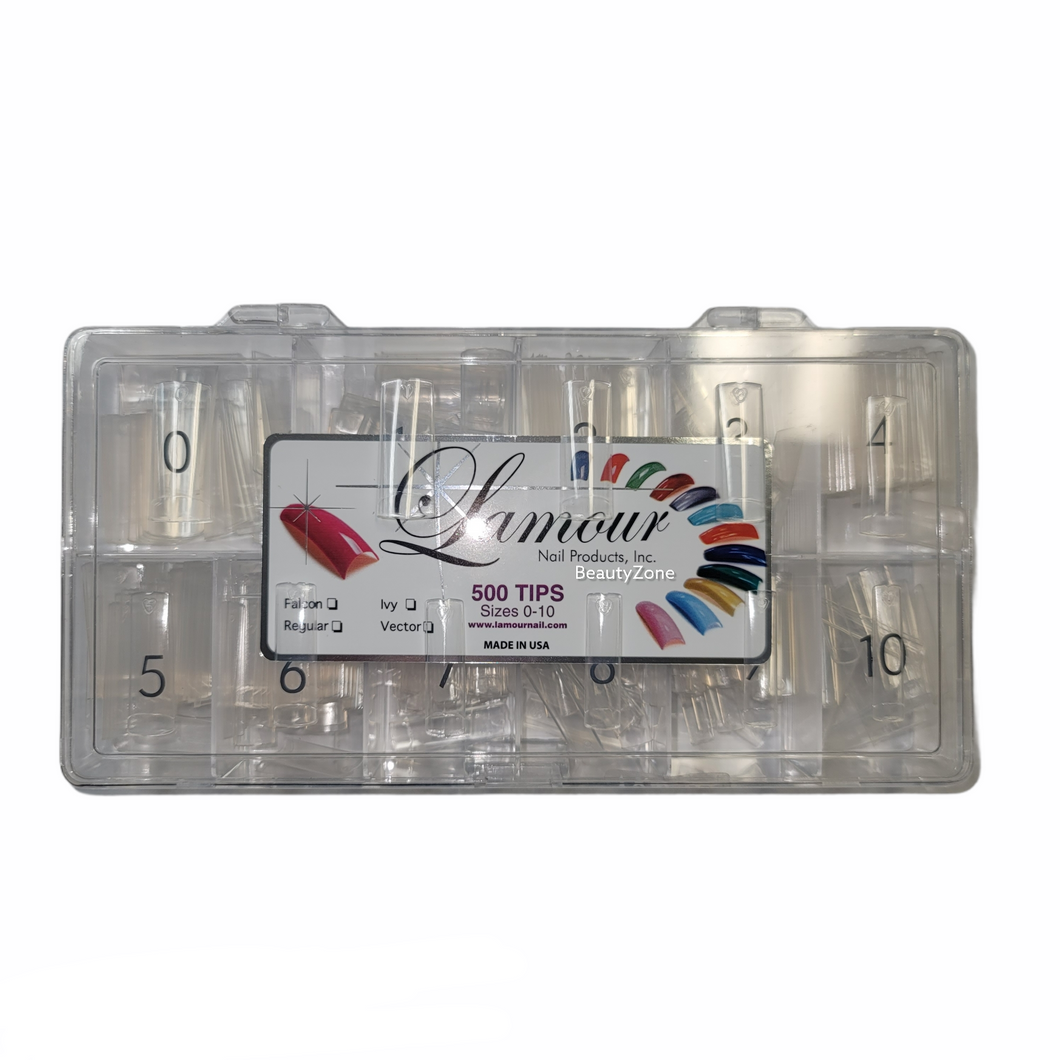 Lamour Vector Square Straight Nail Tip Box, 500 tips/box