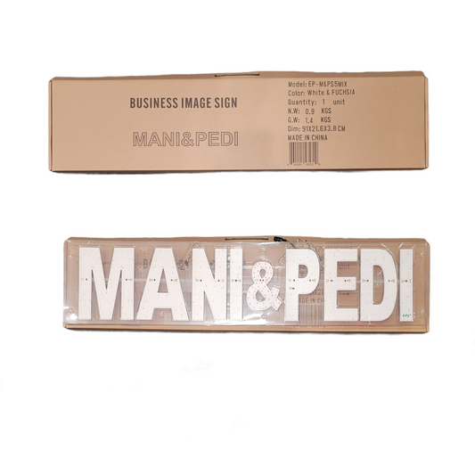 MANI & PEDI Sign LED Super Bright White 5000K Fuchsia 7x32
