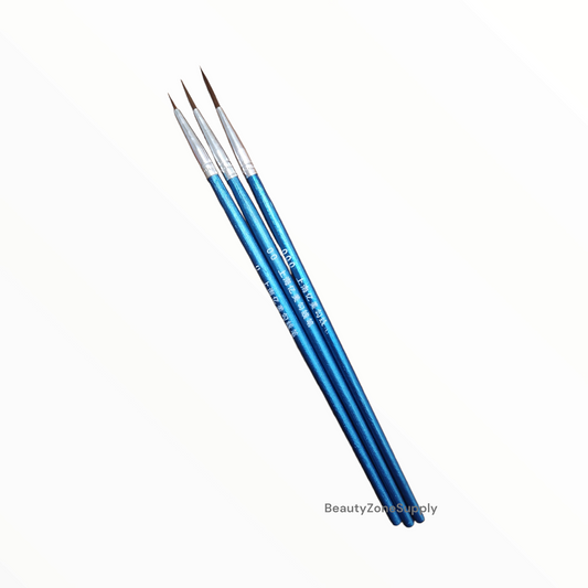 Nail art brush blue handle 3pcs