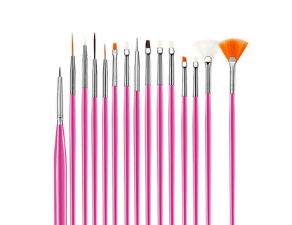 Nail art brush Rose red handle set 15 pcs