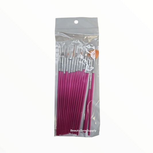 Nail art brush Rose red handle set 15 pcs
