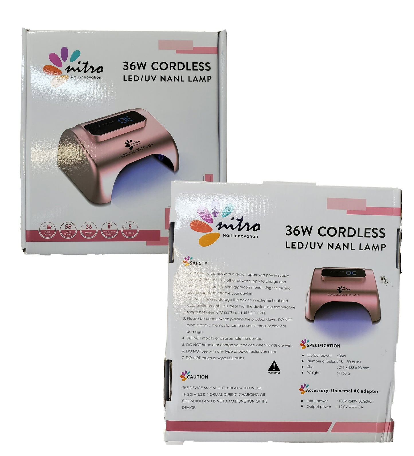 Nitro Nail Gel LED/UV Lamp 36 w Cordless-Beauty Zone Nail Supply