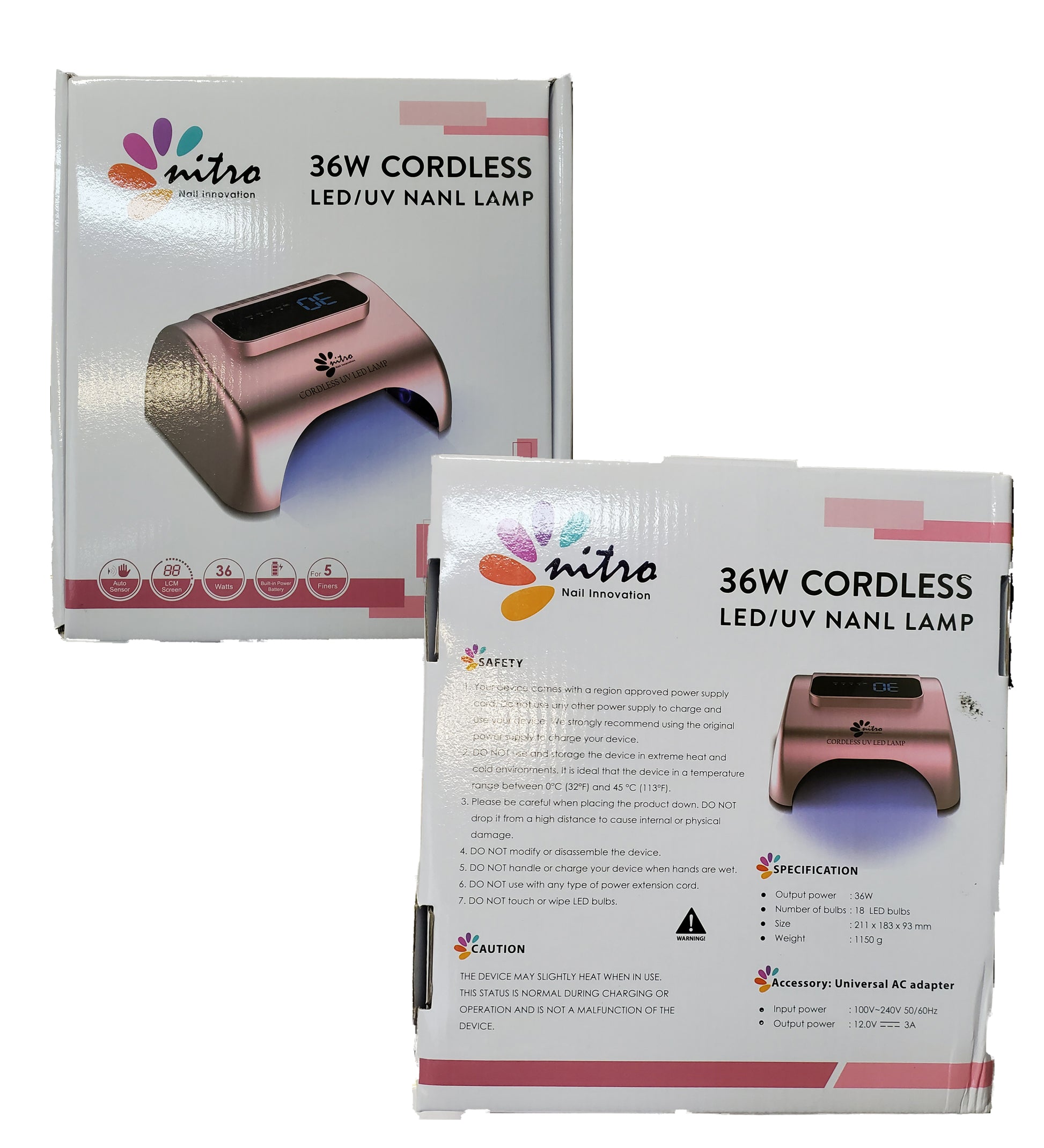 Nitro Nail Gel LED/UV Lamp 36 w Cordless-Beauty Zone Nail Supply