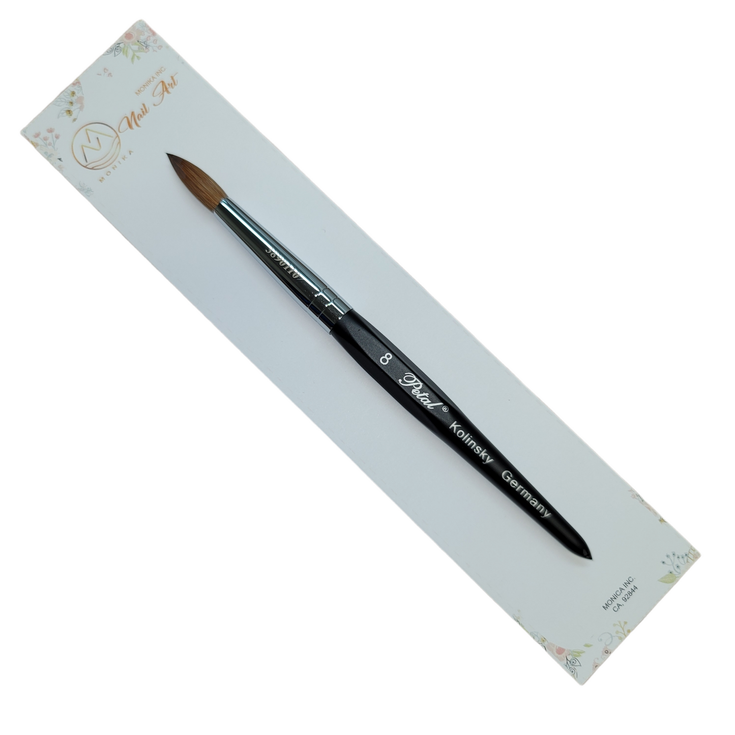 Petal kolinsky acrylic nail brush black angle size 08