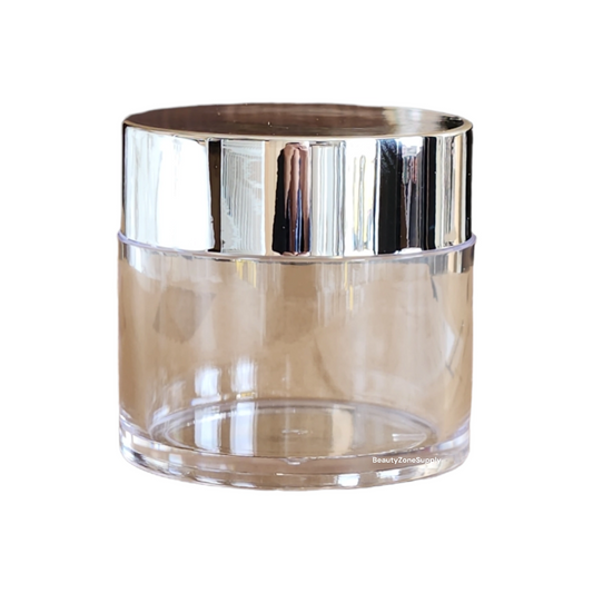 Plastic Jars 4 oz High Cap Chromed Silver PB04S