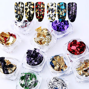 12 Color Foil Paillette Chip Nail Art Flakes Design Decoration Decals Set-Beauty Zone Nail Supply