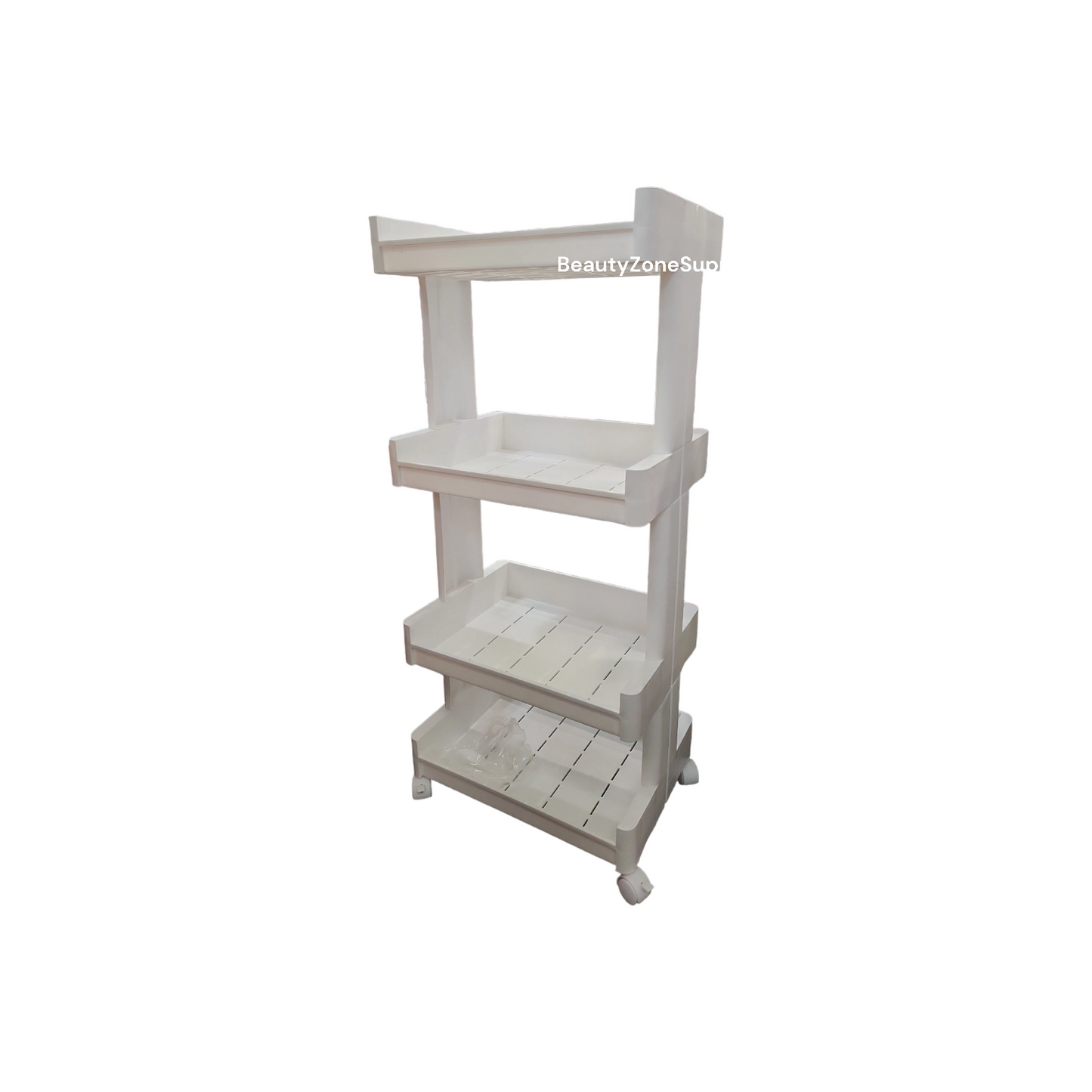 Rolling Cart 4 Tier Trolley White RC02 - BeautyzoneNailSupply