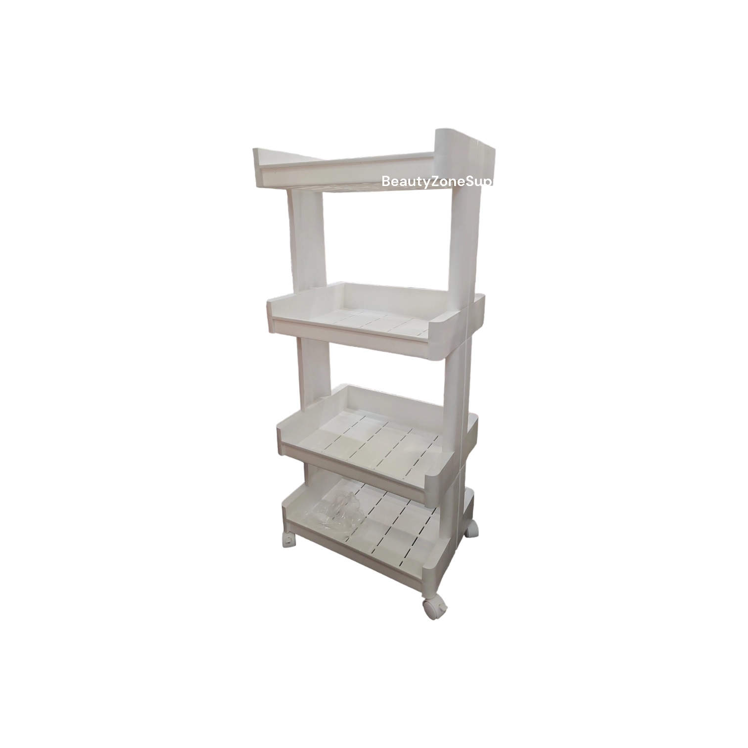 Rolling Cart 4 Tier Trolley White RC02 - BeautyzoneNailSupply