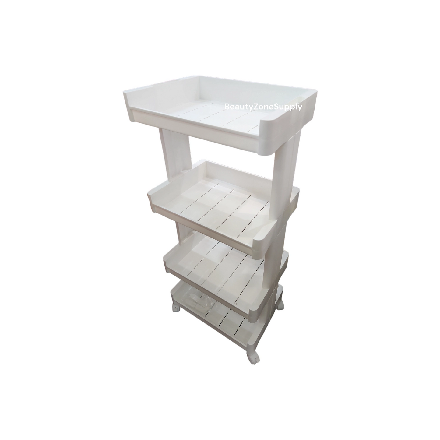 Rolling Cart 4 Tier Trolley White RC02 - BeautyzoneNailSupply