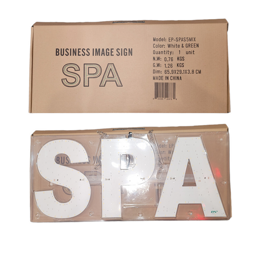 SPA Sign LED Super Bright White 5000K Green 10x24