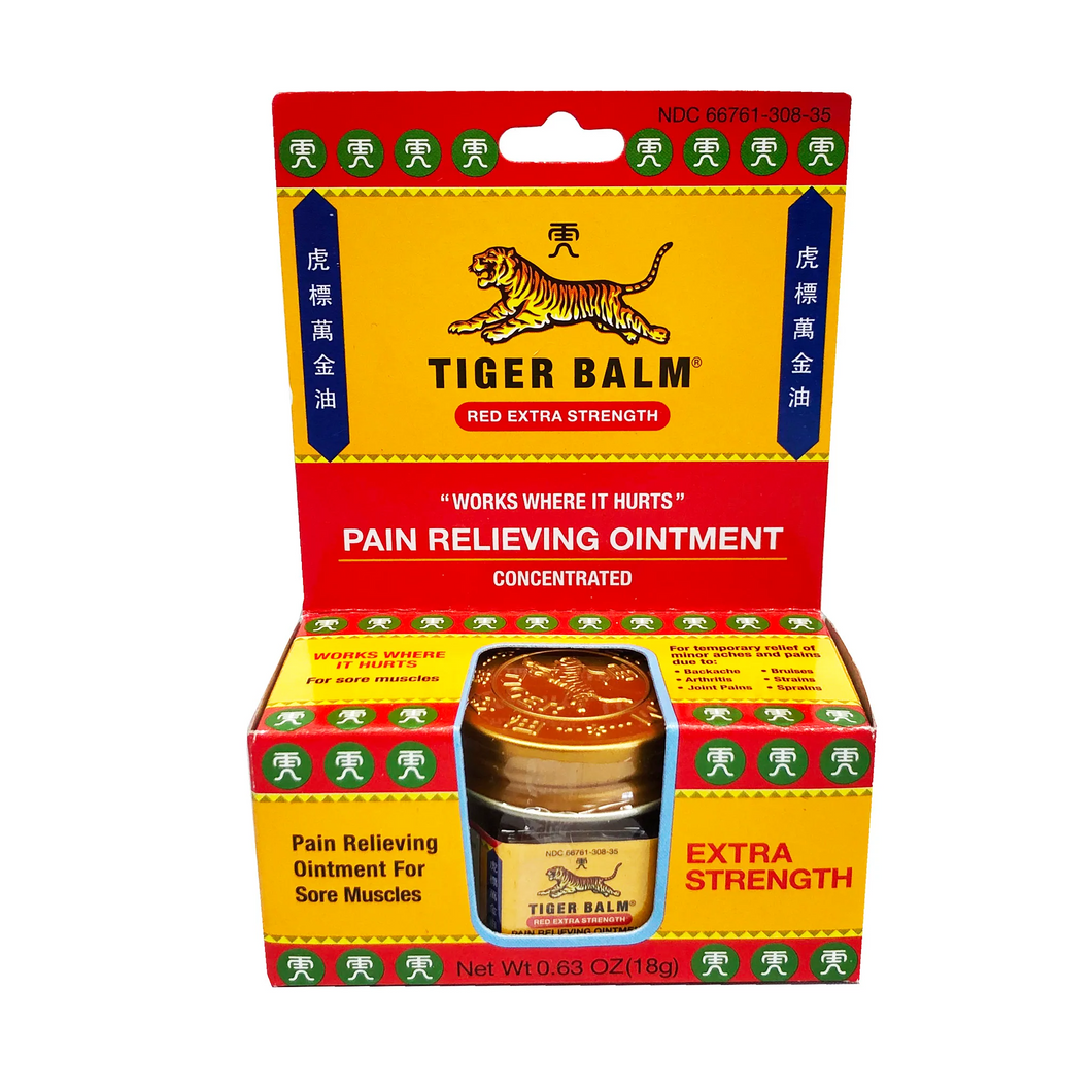 Tiger Balm Pain Relieving Ointment Extra Strength, 0.63 Oz (18 G) Red