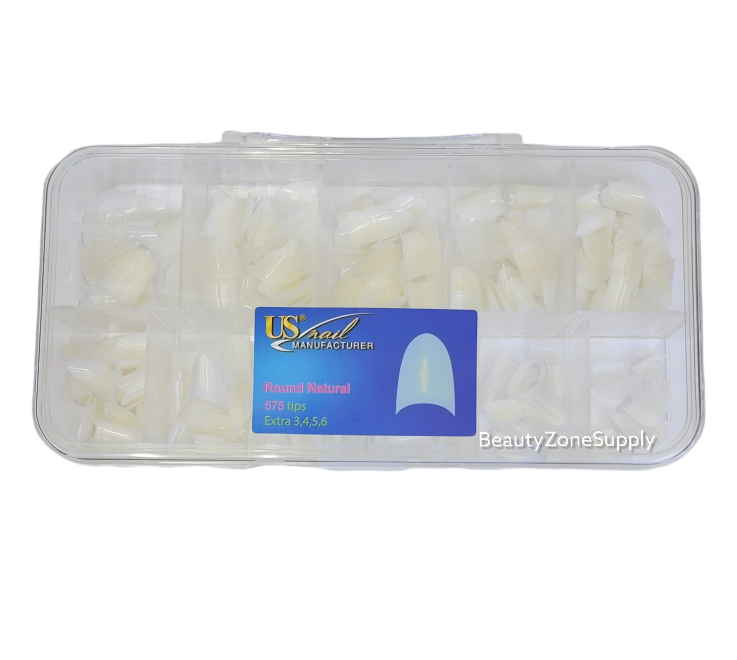 USN Round Natural Nail Tips - Full Box 575 pcs