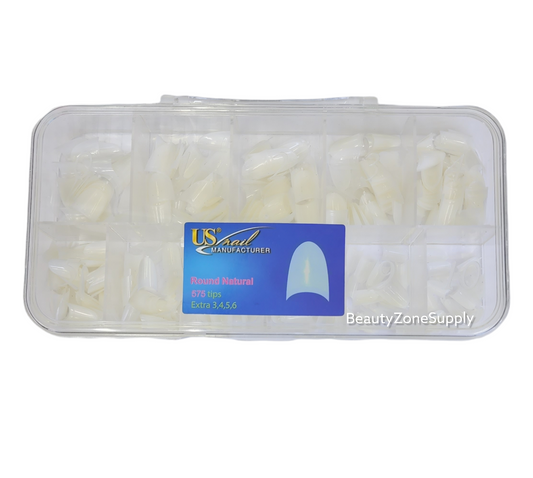 USN Round Natural Nail Tips - Full Box 575 pcs