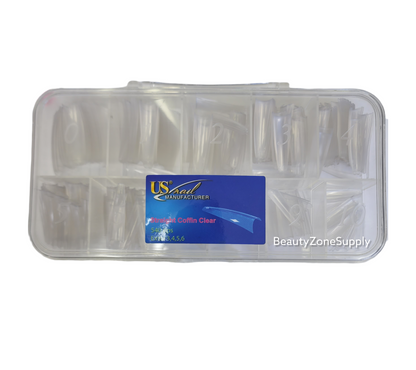 USN Straight Coffin Clear Nail Tips - Full Box 540 pcs