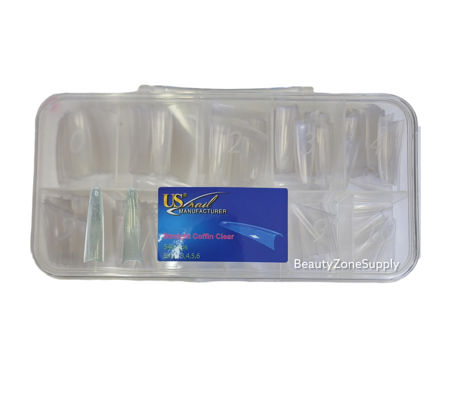 USN Straight Coffin Clear Nail Tips - Full Box 540 pcs