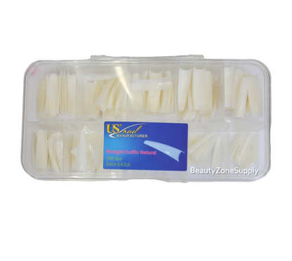 USN Straight Coffin Natural Nail Tips - Full Box 540 pcs